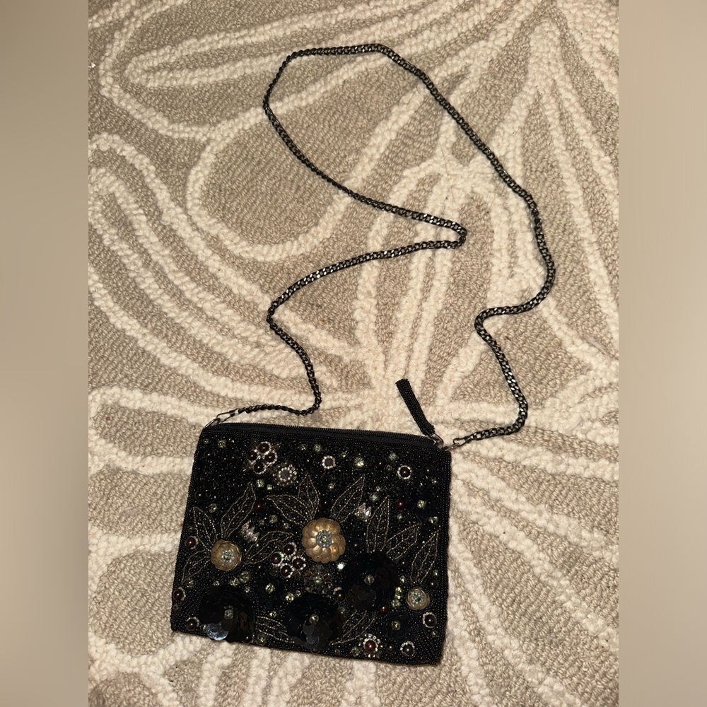 Mary Frances Handmade Wristlet Beaded Sequin Purse Crossbody Bag